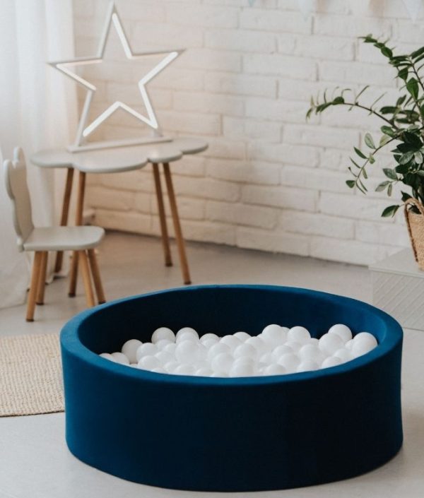 Mørkeblå ballbasseng BASIC, 90x30 med hvite baller