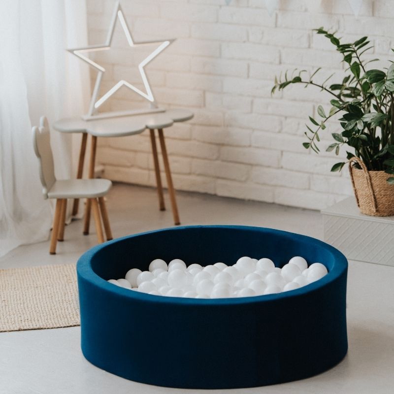 Mørkeblå ballbasseng BASIC, 90x30 med hvite baller - Bilde 2