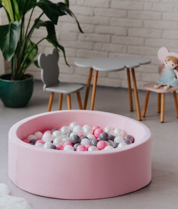 Rosa ballhav BASIC, 90x30 med baller (grå,rosa,pearl,hvit)