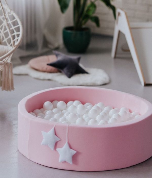 Rosa ballhav BASIC, 90x30 med hvite baller