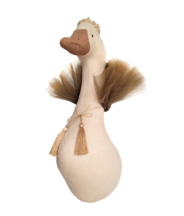 Veggdekorasjon beige gås med krone