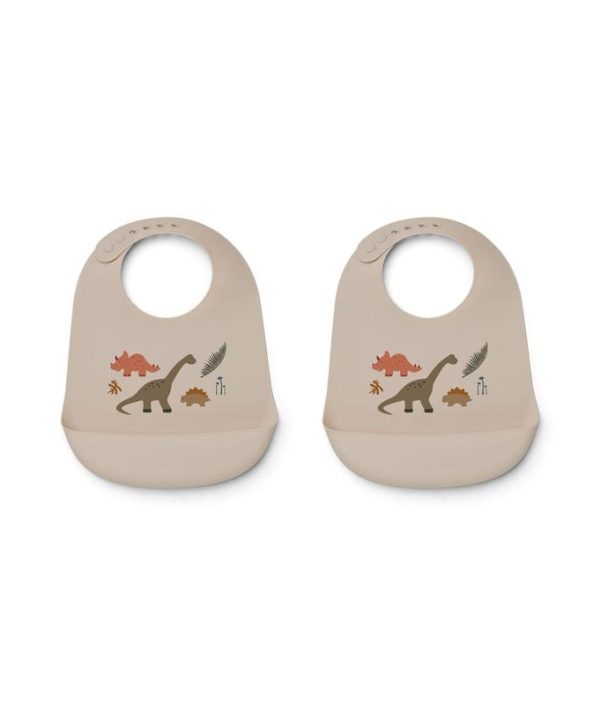 Liewood, Tilda Silikon smekke 2-pack, Dino dark sandy mix