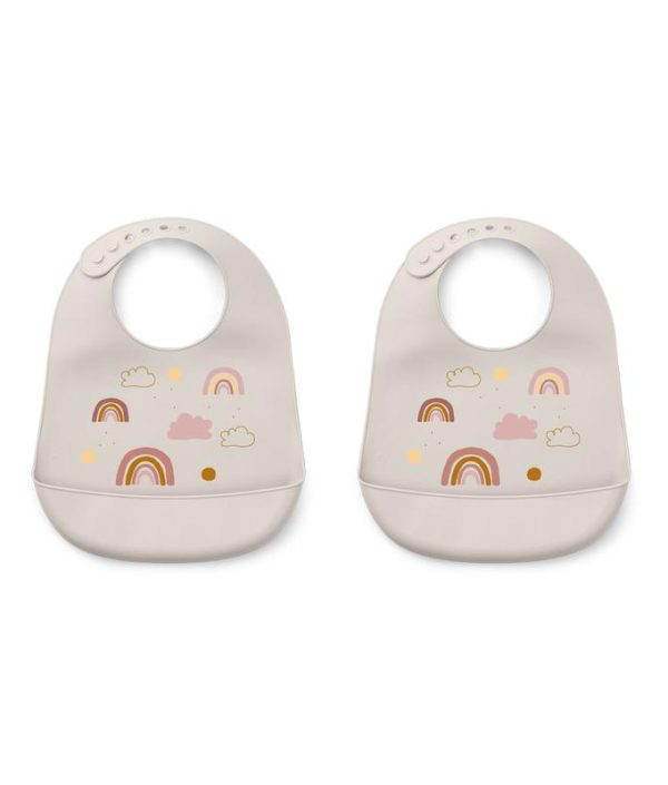 Liewood, Tilda Silikon smekke 2-pack, Rainbow love sandy