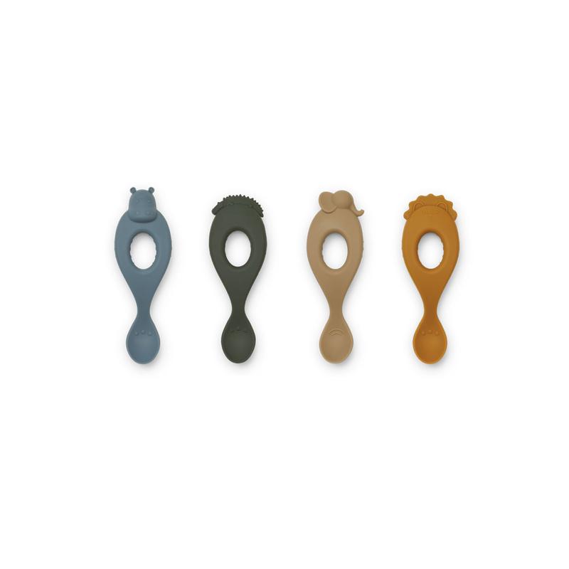 Liewood, Liva silikon skje 4-pack, Safari blue multi mix
