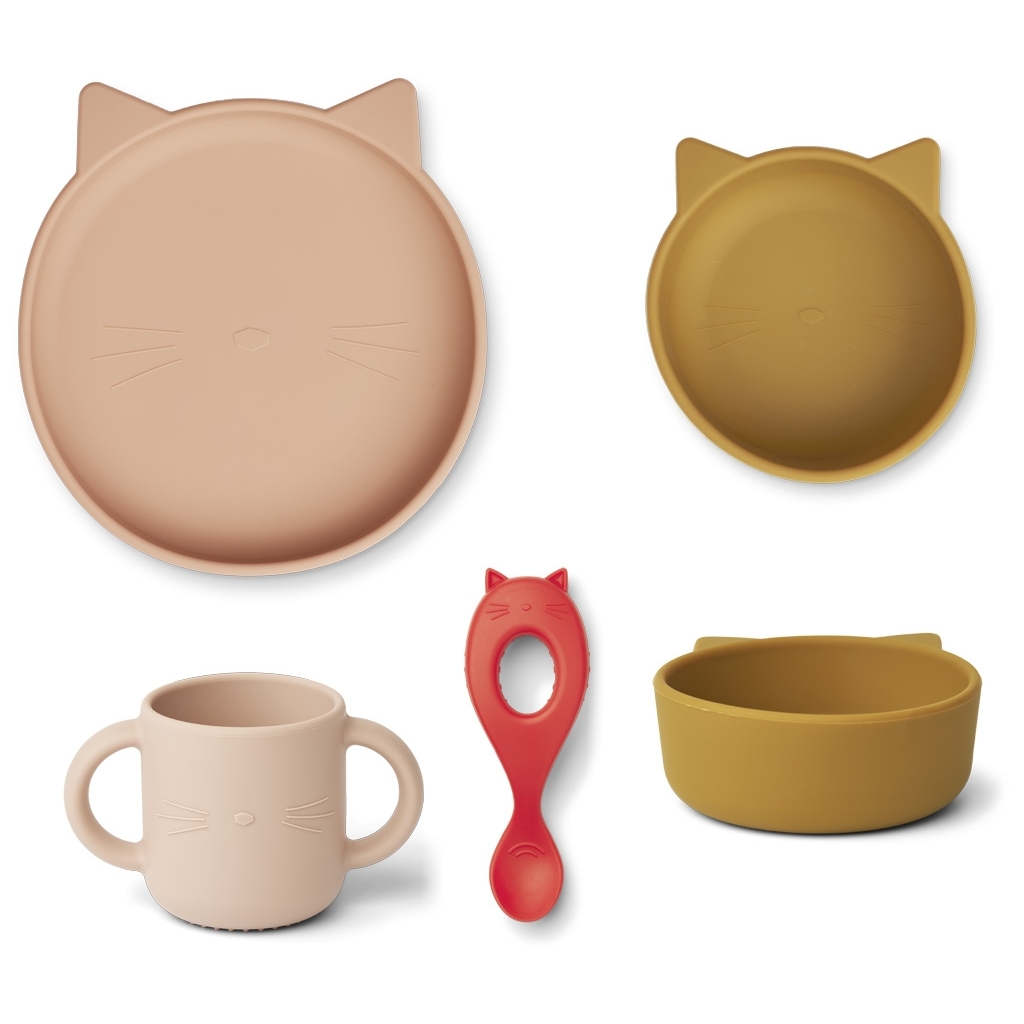 Liewood, Vivi silikon matsett 4 deler, Cat rose multi mix