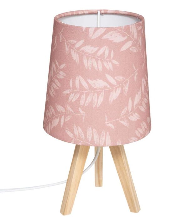 Bordlampe til barnerommet, rosa løv