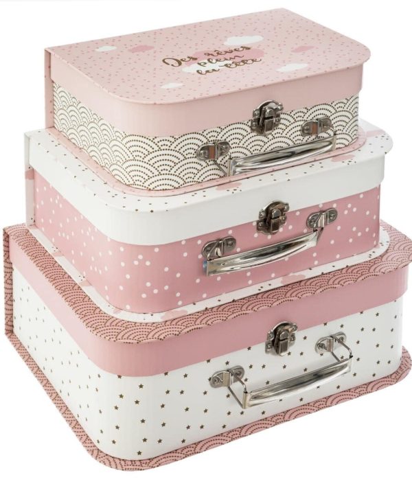 Oppbevaringsbokser koffert sweetness, 3-pack