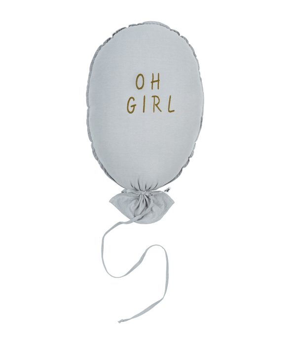 Veggdekorasjon og pute, Oh girl-grå