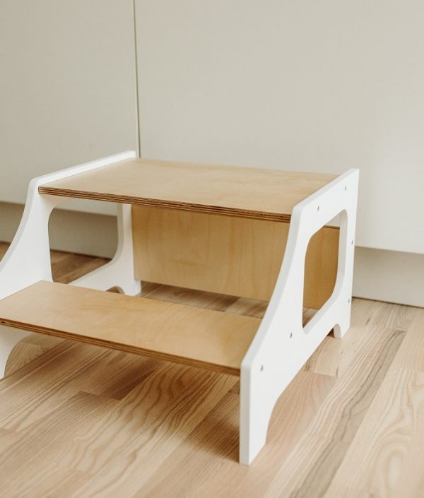Duck Woodworks, Kjøkkenskammel hvit/natur