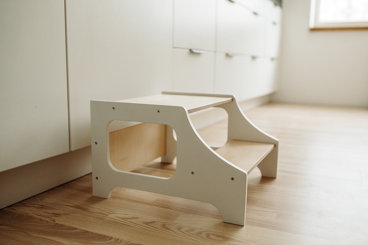 Duck Woodworks, Kjøkkenskammel hvit/natur - Bilde 2