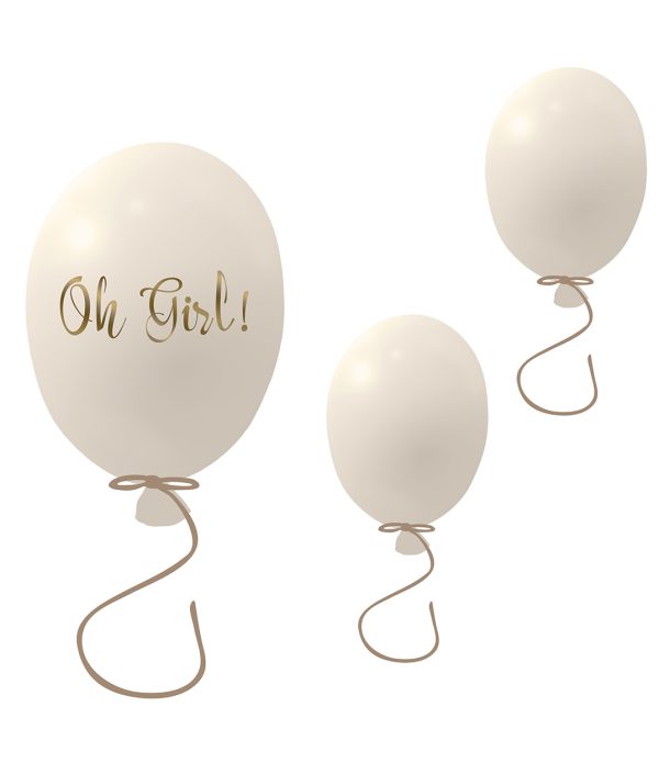 Veggklistremerke partyballonger 3-pakk, cream