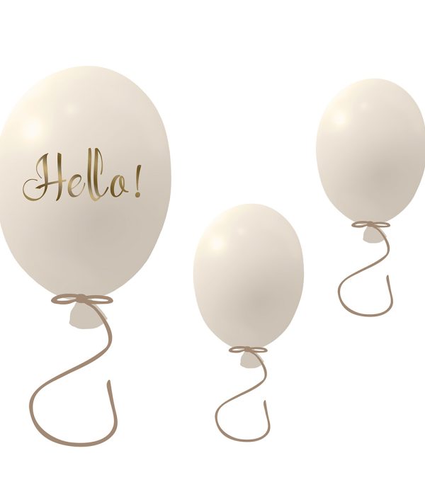 Veggklistremerke partyballonger 3-pakk, cream