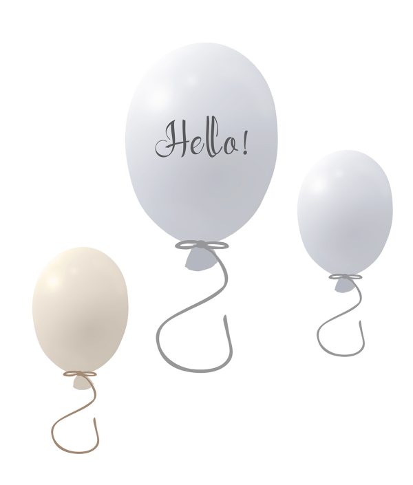 Veggklistremerke partyballonger 3-pack, grey