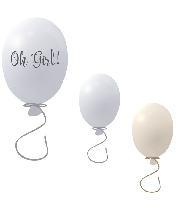 Veggklistremerke partyballonger 3-pack, grey