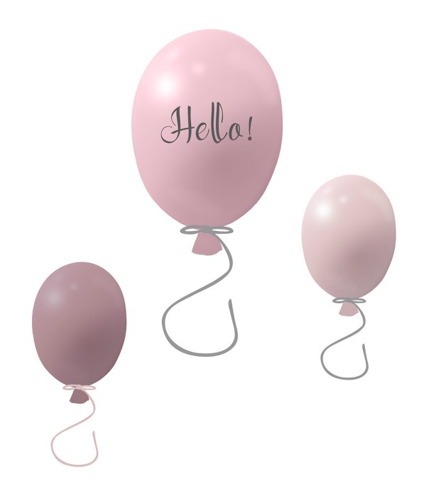 Veggklistremerke partyballonger 3-pakk, rose