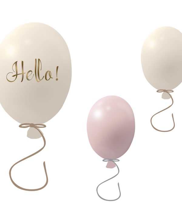 Veggklistremerke partyballonger 3-pakk, rose cream