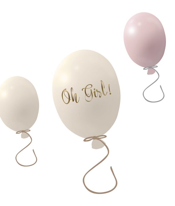 Veggklistremerke partyballonger 3-pakk, rose cream