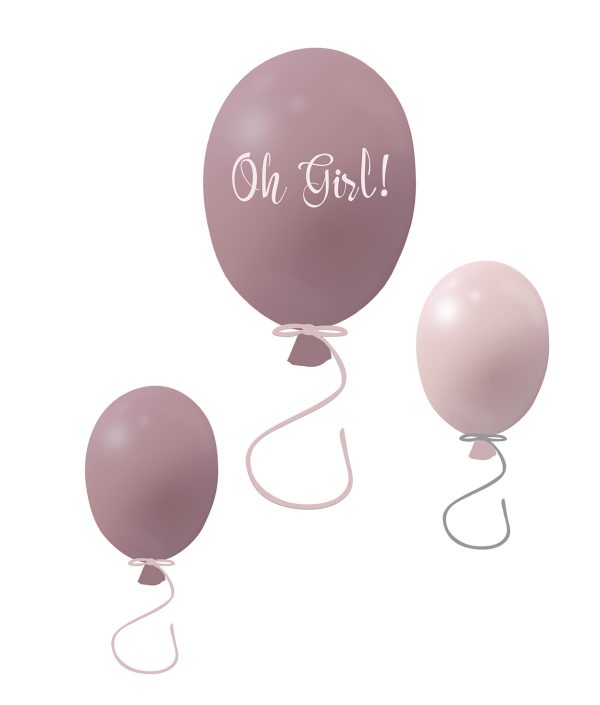 Veggklistremerke partyballonger 3-pack, dusty pink