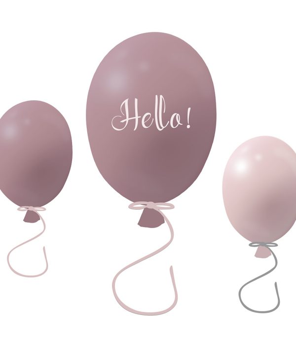 Veggklistremerke partyballonger 3-pack, dusty pink