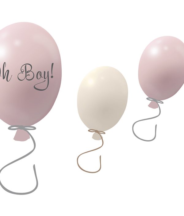 Veggklistremerke partyballonger 3-pack, powder rose