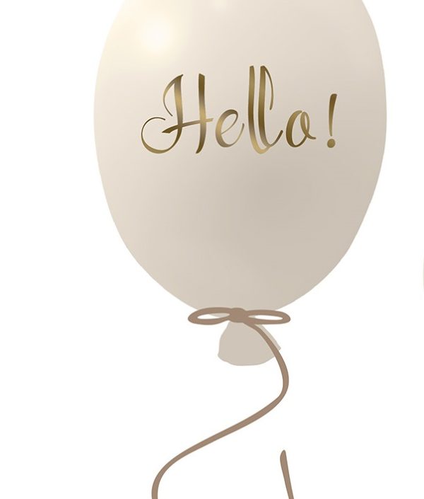 Veggklistremerke partyballong Hello, cream