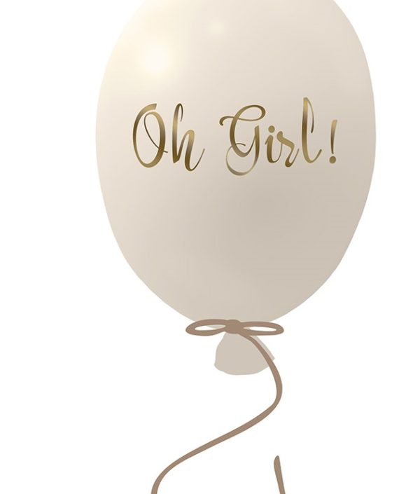 Veggklistremerke partyballong Oh girl, cream