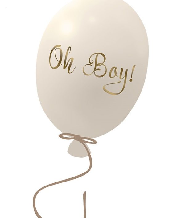 Veggklistremerke partyballong Oh boy, cream
