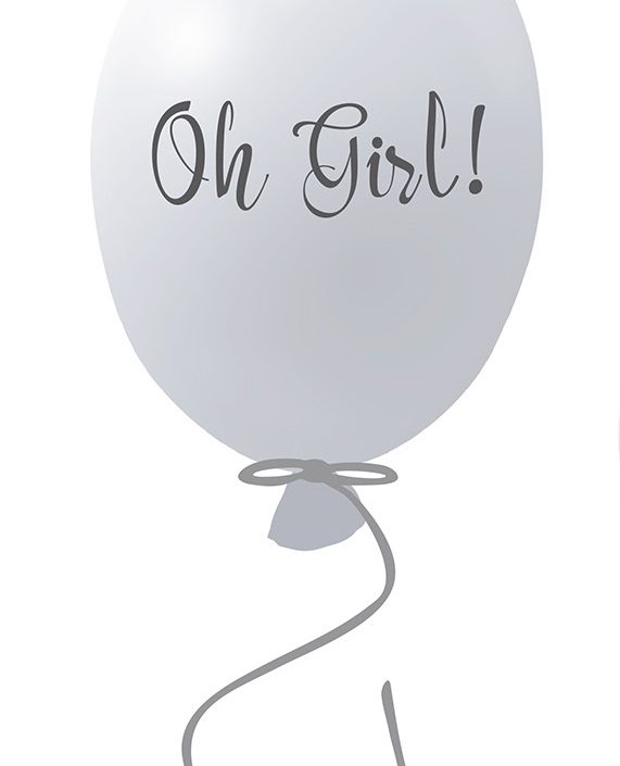 Veggklistremerke partyballong Oh girl, grey