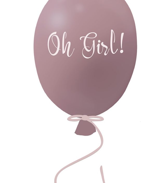 Veggklistremerke partyballong Oh girl, dusty pink