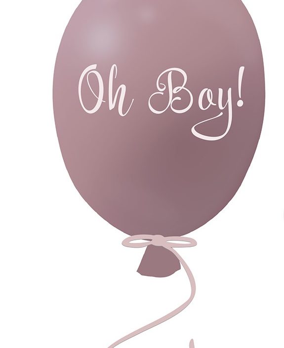 Veggklistremerke partyballong Oh boy, dusty pink