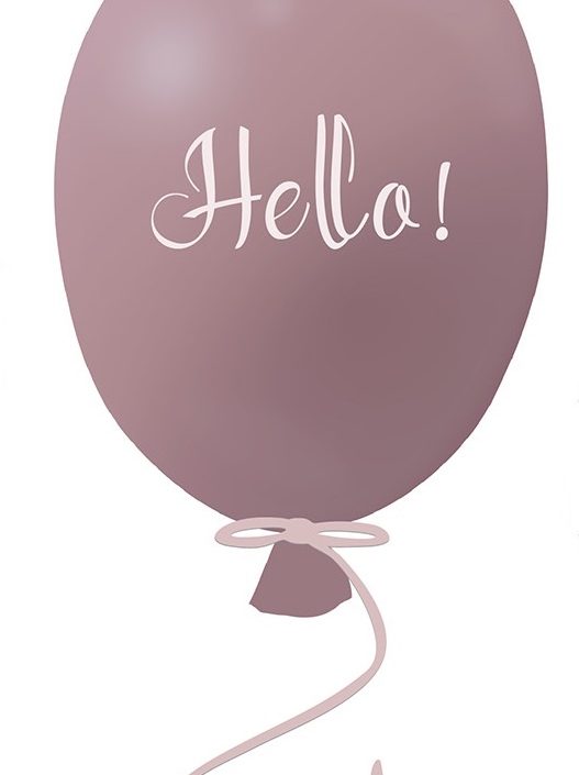 Veggklistremerke partyballong Hello, dusty pink