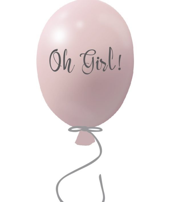 Veggklistremerke partyballong Oh girl, powder rose