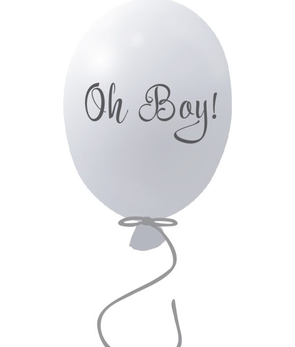 Veggklistremerke partyballong Oh boy, grey