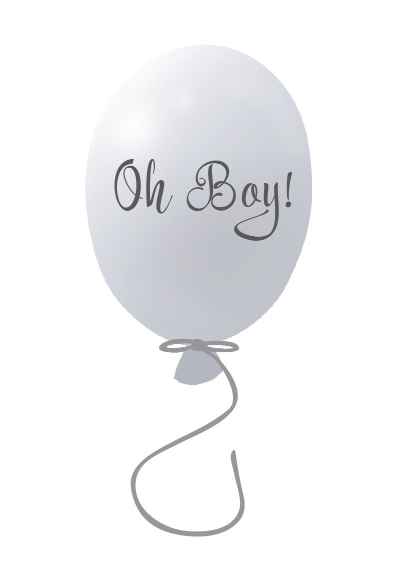 Veggklistremerke partyballong Oh boy, grey