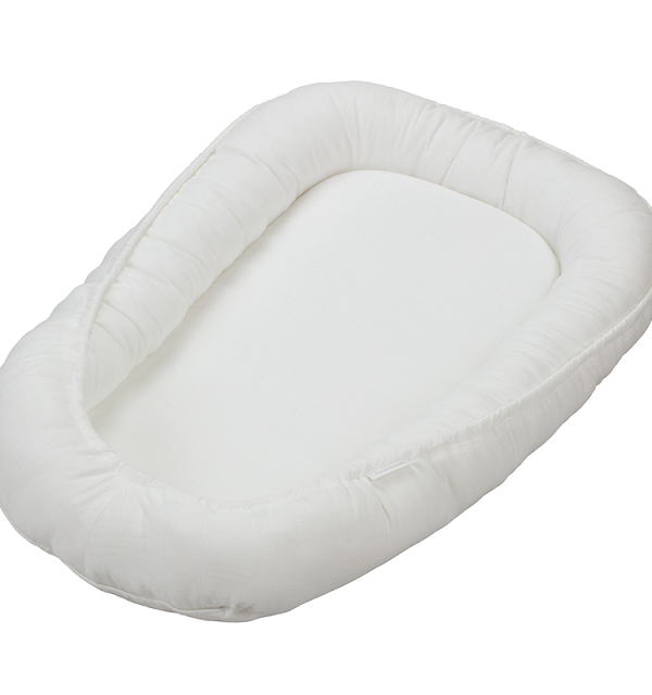 Cotton & Sweets, hvit klassisk babynest i 100 % lin