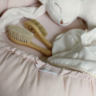 Cotton & Sweets, pudderrosa klassisk babynest i 100 % lin - Bilde 4