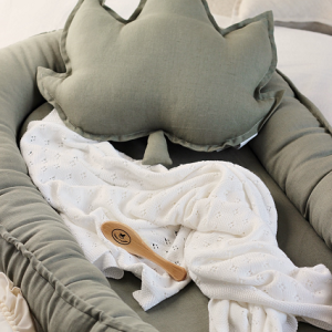 Cotton & Sweets, olivengrønn klassisk babynest i 100 % lin