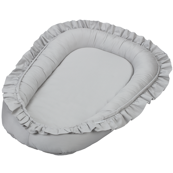 Cotton & Sweets, lysegrått babynest i satin