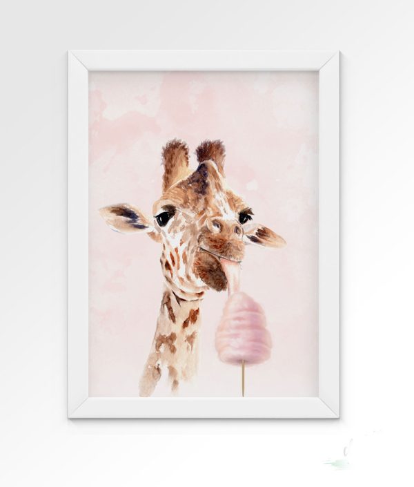 Dekorillo, plakat til barnerommet, Giraff rosa