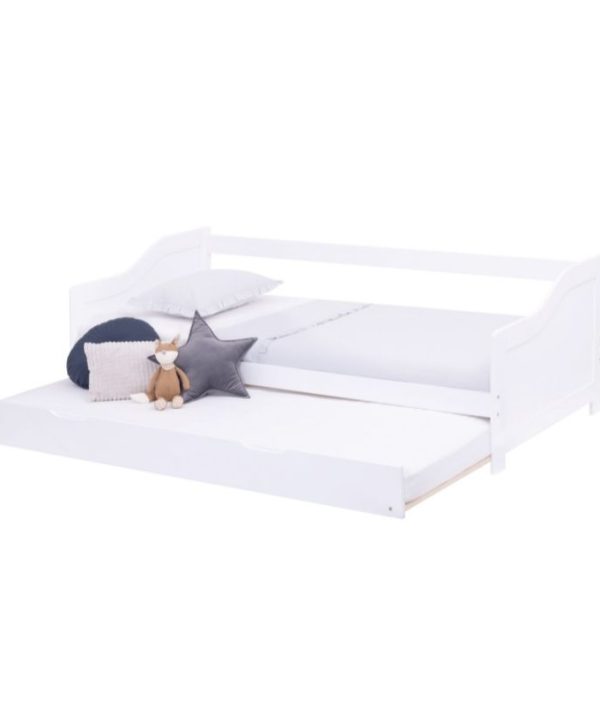 Hvit seng 90x200 med en uttrekkbar ekstra seng