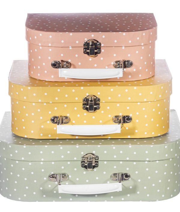 Sass & Belle, oppbevaringsbokser koffert Earth Tones Spotted, 3-pack