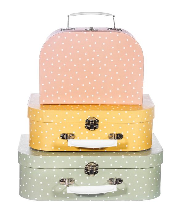 Sass & Belle, oppbevaringsbokser koffert Earth Tones Spotted, 3-pack