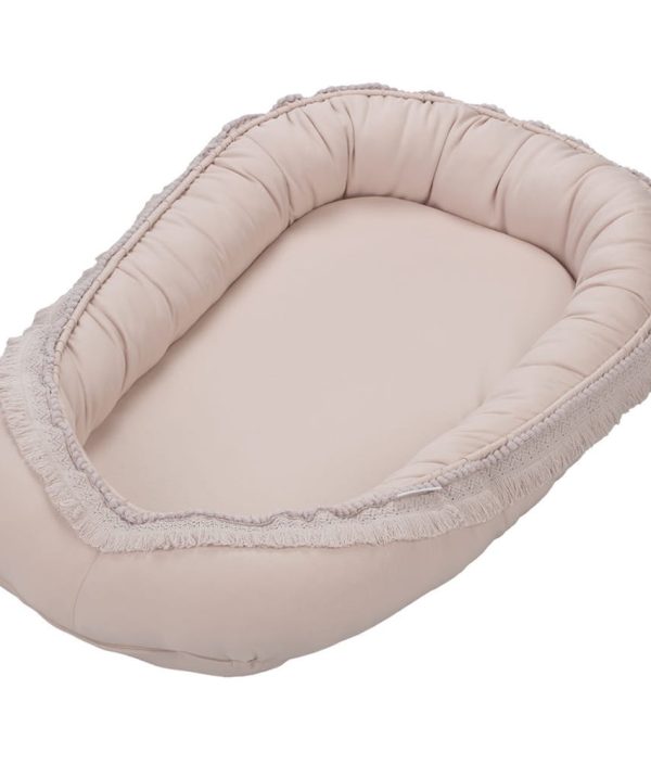 Cotton & Sweets, pudderrosa boho babynest i bomull