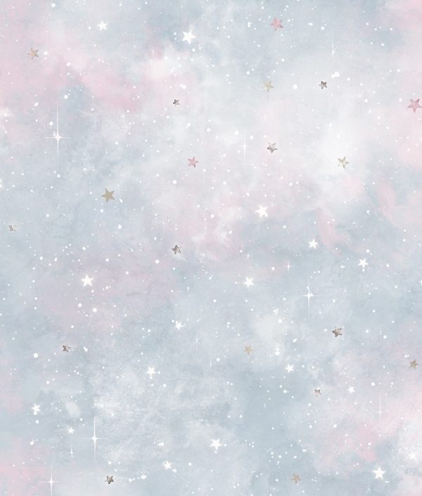 Dekorillo, tapet Cosmos himmelblå og rosa