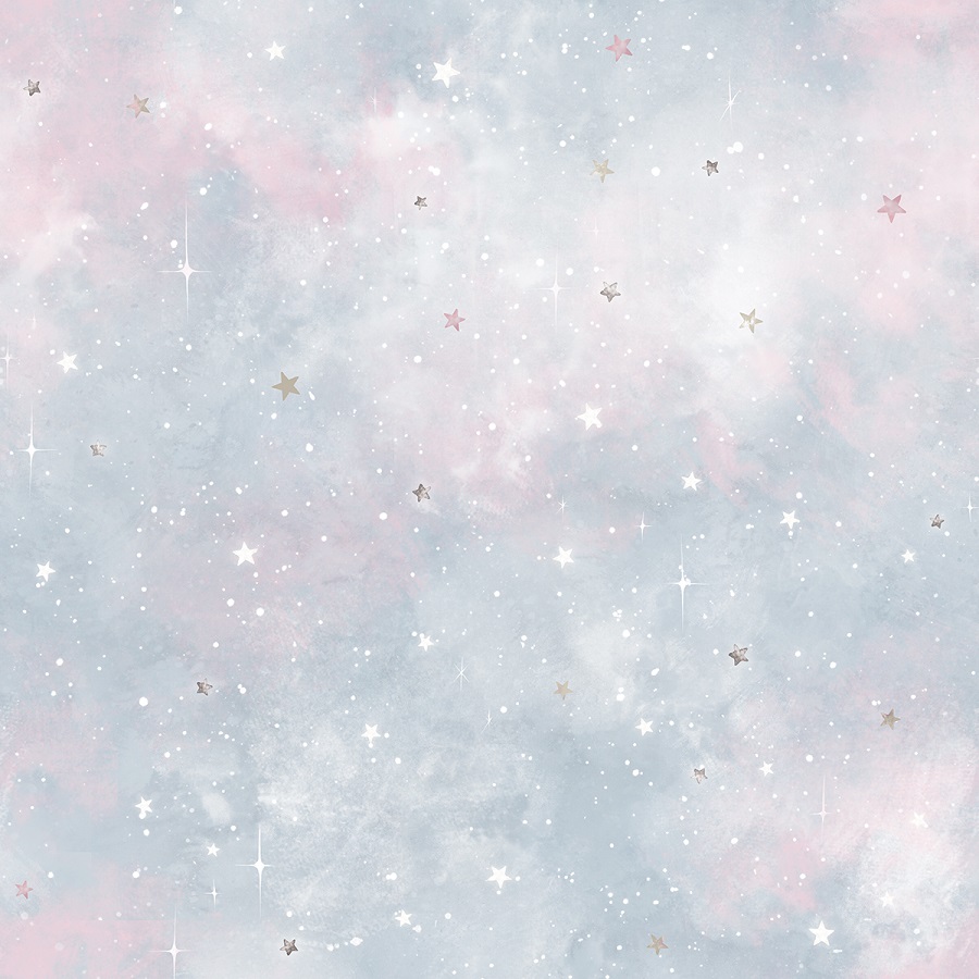 Dekorillo, tapet Cosmos himmelblå og rosa