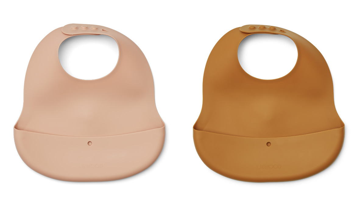 Liewood, Ember Silikon smekke 2-pack, Tuscany rose/mustard mix