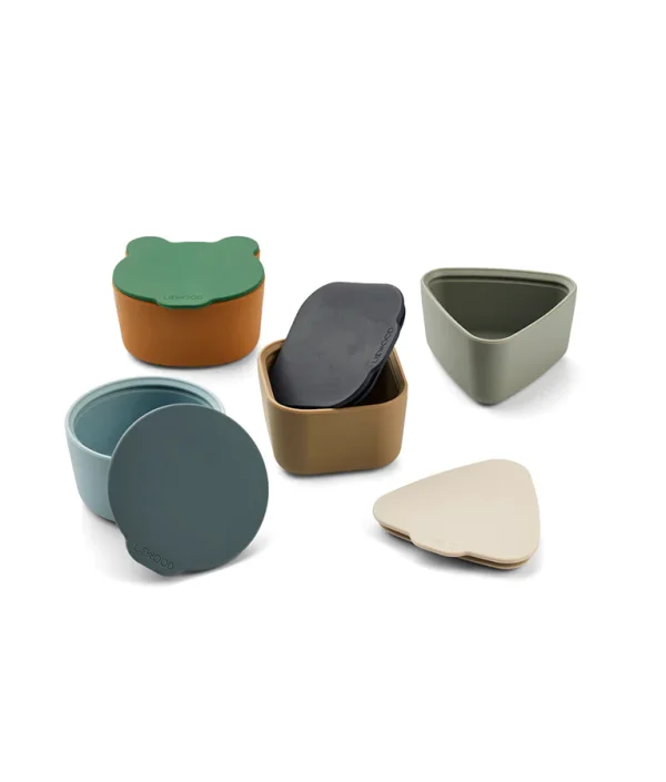 Liewood, Toto 4-pack snackskåler i silikon, Blue multi mix