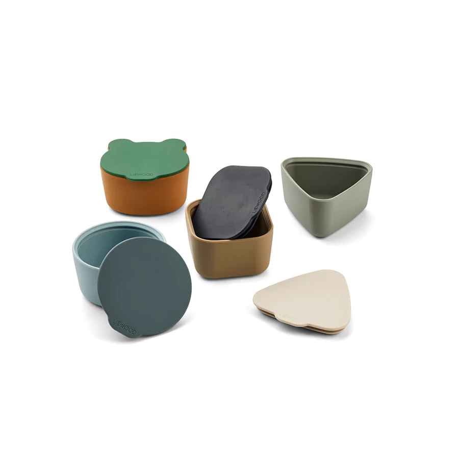 Liewood, Toto 4-pack snackskåler i silikon, Blue multi mix