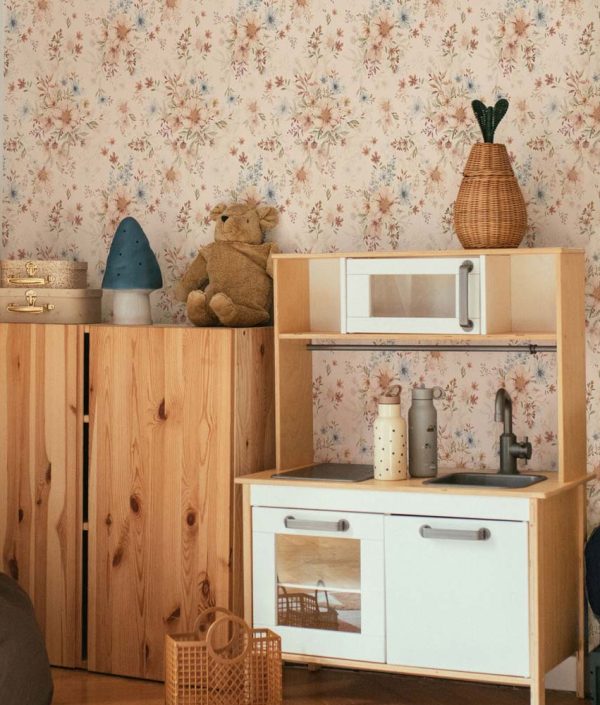 Dekornik, tapet Blomster med oransje