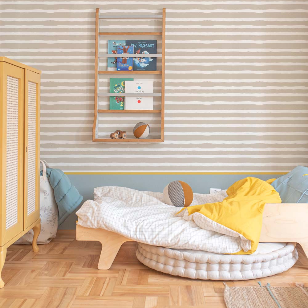 Dekornik, tapet Irregular Stripes Beige White
